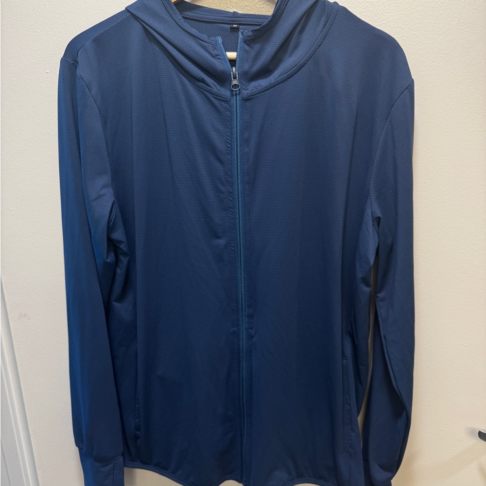 Blue Zip-Up Hoodie UPF 50